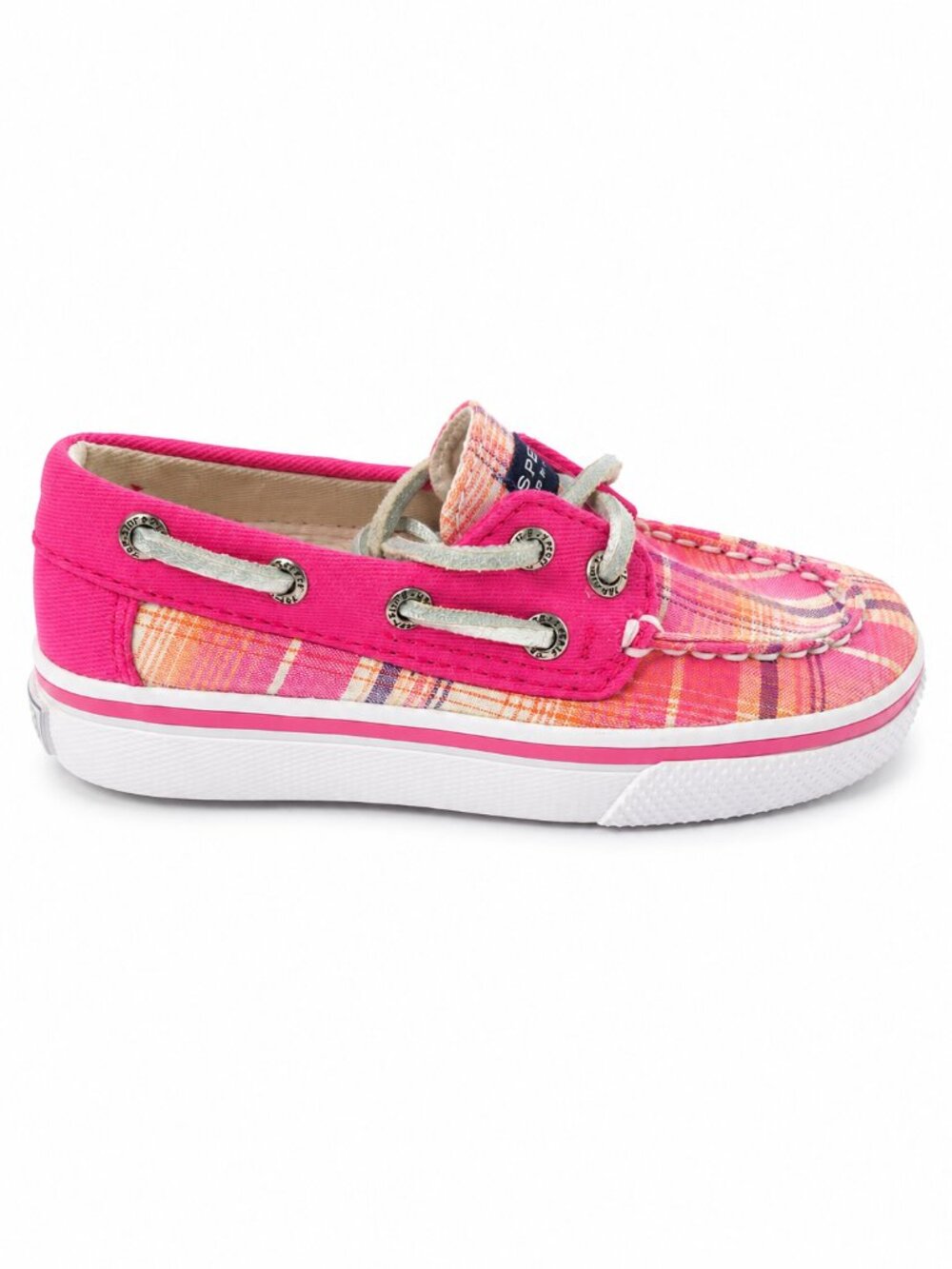 Sperry Top-Sider Bahama Boat Shoes Girls Size 7 Pink Plaid Preppy